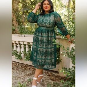 NWT Ivy City Co emerald green lace dresss modest occasion dress